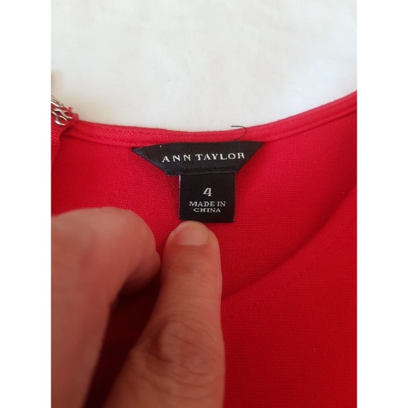 Ann Taylor Womens Dress Size 4 Red Knee-Length Valentine's Office Career Work - Picture 6 of 13